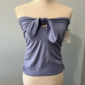 *NWT* Melrose and Market Tie Front Bandeau Top Blue Stone Wash / S